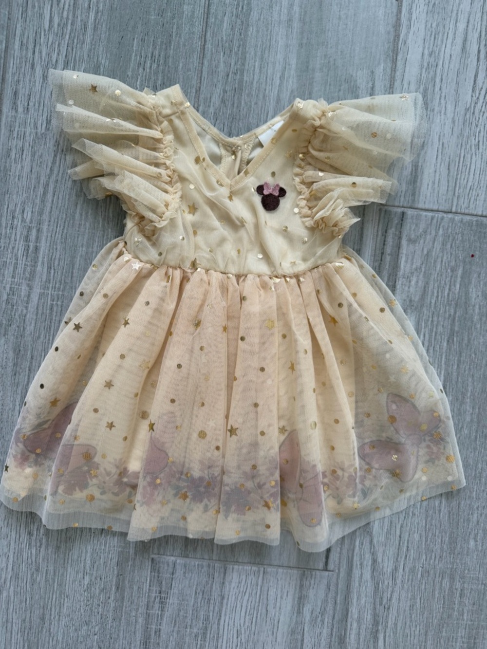 Disney Cream & Gold Star Tulle Toddler Dress